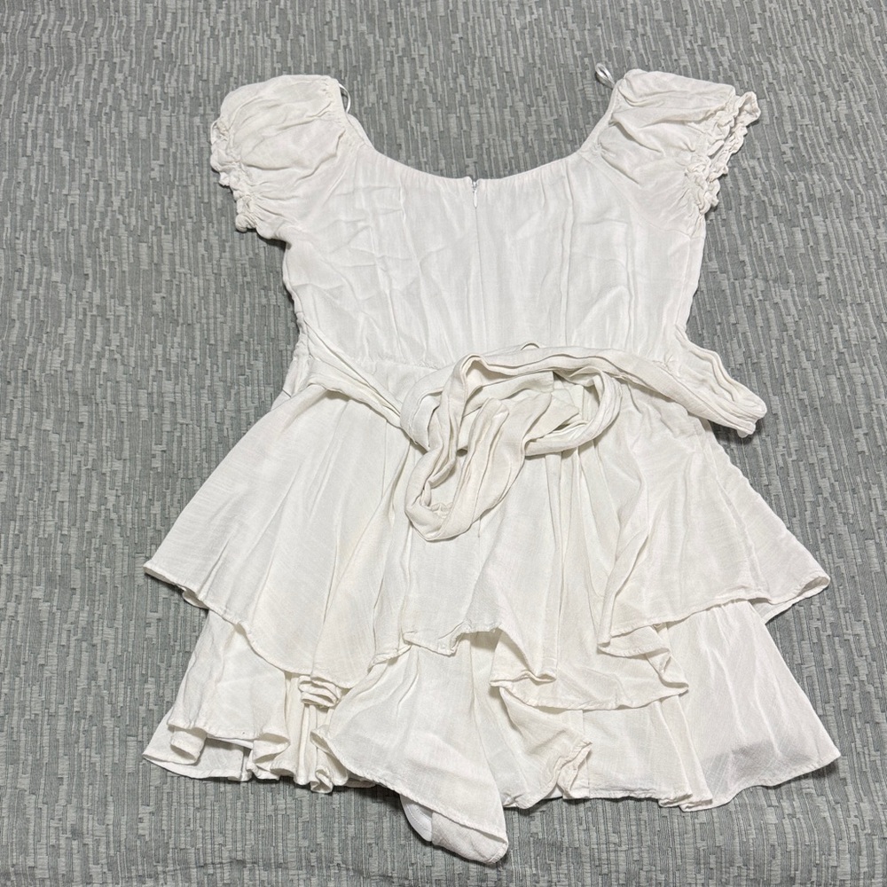 Altar'd State Cream Ruffle Shorts Romper - Picture 2 of 3